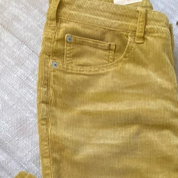 Pilcro Anthropologie Mustard Yellow Corduroy Straight Crop Pants- Sz-28 - Picture 2 of 15